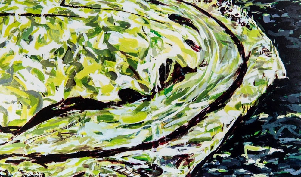 楊世芝，《生命的曲線》，2005，壓克力彩、麻布，180×300cm。©臺北市立美術館典藏-圖片